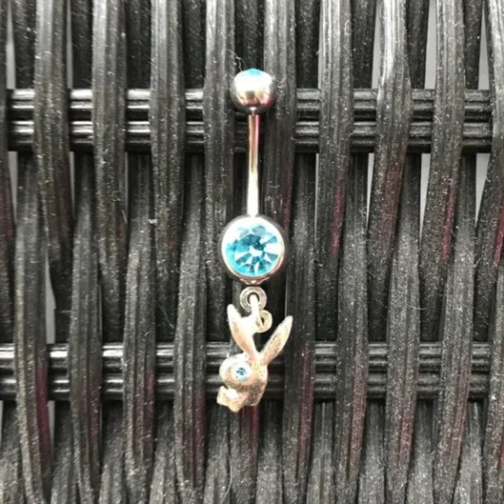 playboy dangly crystal belly button navel ring